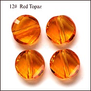 Imitation Austrian Crystal Beads, Grade AAA, Faceted, Flat Round, Dark Orange, 10x5mm, Hole: 0.9~1mm(SWAR-F057-10mm-12)