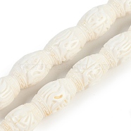 Synthetic Coral Carved Beads Strands, Dyed, Barrel, Beige, 15.5x10.5mm, Hole: 1.5mm, about 23pcs/strand, 14.21''(36.1cm)(CORA-M001-21A)