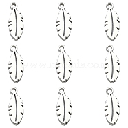 304 Stainless Steel Charms, Feather, Stainless Steel Color, 10x4x1mm, Hole: 1mm(STAS-CJC0008-09P)
