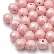 Spray Painted Style Acrylic Beads, Rubberized, Round, Salmon, 10mm, Hole: 1.5mm(X-MACR-T010-10mm-05)