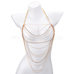 Iron Tassel Body Chain, Multi Layer Chains Necklace Sexy Shoulder Bra Body Chain, Light Gold, 690mm(AJEW-WH0348-222KCG)