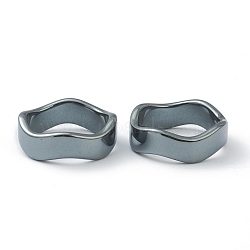 Non-magnetic Synthetic Hematite Finger Rings, Wave, US Size 7 1/4(17.5mm)(RJEW-H544-03B)