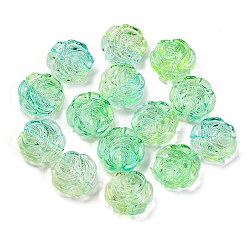 909Pcs Transparent Two Tone Acrylic Beads, Flower, Medium Sea Green, 13.5x14x5mm, Hole: 1.6mm, about 909pcs/500g(MACR-K359-20A)