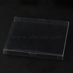 Folding PVC Storage Gift Box, Rectangle, Clear, Finished Product: 14.5x16.6x1.6cm, Unfold: 19.9x18.1x0.1cm(CON-XCP0001-98)