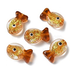 Handmade Foil Lampwork Fish Beads, with Enamel, Gradient Color, Seashell Color, 20x23x8.5mm, Hole: 1.8mm(FOIL-Z001-01I)