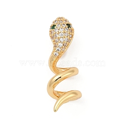 Brass Micro Pave Cubic Zirconia Pendants, Snake Charms, Real 18K Gold Plated, 24.5x8.5x7.5mm, Hole: 3.5x2.5mm(KK-P302-09G)