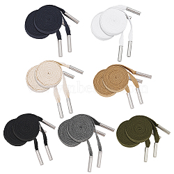 Cotton Shoe Laces, Flat Shoelace, with Brass Aglets, Mixed Color, 13.8x1x0.45cm, 7 colors, 1 pair/color, 7 pairs/set(DIY-AB00011)