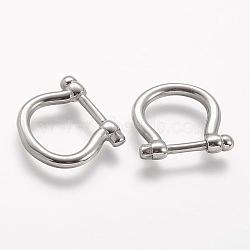 304 Stainless Steel Linking Rings, Shackle Clasp Shape, Stainless Steel Color, 17x18.5x3.5mm, Hole: 12x12mm(STAS-A032-108P)