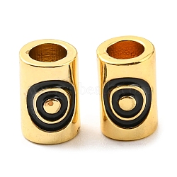 Brass Enamel Beads, Lead Free & Cadmium Free, Column with Round, Real 18K Gold Plated, 9.5x6mm, Hole: 3.8mm(KK-M247-32G)