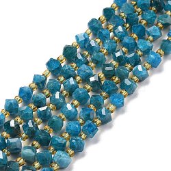 Natural Apatite Beads Strands, with Seed Beads, Faceted, Diagonal Cube Beads, 5~6x5~6x4~5mm, Hole: 1mm, about 49~55pcs/strand, 15.35''~15.75''(39~40cm)(G-P463-29)