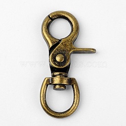 Tibetan Style Alloy Lobster Swivel Clasps, Swivel Snap Hooks, Antique Bronze, 62x30x9mm(PALLOY-D349-AB)