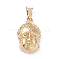 Vacuum Plating 304 Stainless Steel Pendants, Buddha, Golden, 23.5x14x7mm, Hole: 7x3mm(STAS-A053-23G)