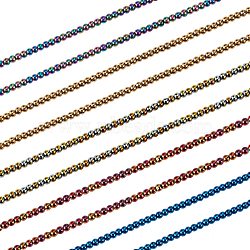 5 Strands 5 Colors Electroplate Glass Beads Strands, Round, Mixed Color, 3mm, Hole: 0.5mm, about 295~297pcs/strand, 26.77 inch(68cm), 1strand/color(EGLA-SZ0001-14)