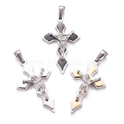 Easter Theme 304 Stainless Steel Pendants, Crucifix Cross, Mixed Color, 36.5x22x5.5mm, Hole: 3x5mm(STAS-L225-004)
