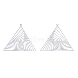 Non-Tarnish 201 Stainless Steel Filigree Pendants, Etched Metal Embellishments, Triangle, Stainless Steel Color, 33x38x0.2mm, Hole: 1mm(STAS-S118-053)