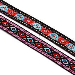 Ethnic Style Jacquard Polyester Ribbons, Garment Accessories, Rhombus Pattern, Mixed Color, 3/4 inch(19mm), about 54.68 Yards(50m)/Roll(SRIB-WH0016-04)