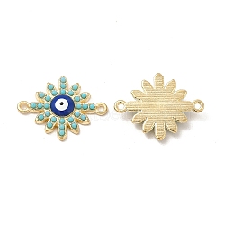 Alloy Connector Charms with Blue Enamel and Synthetic Turquoise, Sun Links, Nickel, Golden, 20x15.5x3mm, Hole: 1.2mm(FIND-H039-41G)