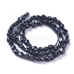 Natural Tourmaline Beads Strands, Tumbled Stone, Nuggets, Black, 4~8x4~8mm, Hole: 1mm, about 42~50pcs/strand, 15.7 inch(40cm)(X-G-P433-05A)