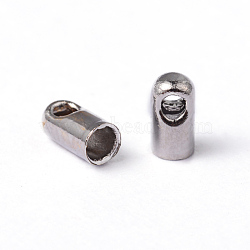 Brass Cord Ends, Nickel Free, Platinum, 4.5x2.1mm, Hole: 1mm, Inner Diameter: 1.5mm(EC111-2NF)