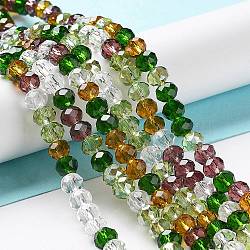 Glass Beads Strands, Faceted, Rondelle, Olive Drab, 6x5mm, Hole: 1mm, about 85~88pcs/strand, 16.1~16.5 inch(41~42cm)(EGLA-A034-M6mm-26)