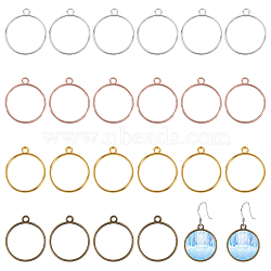 CHGCRAFT 80Pcs 4 Colors Zinc Alloy Pendants, Ring, Mixed Color, 32x28x2.8mm, Hole: 3mm, 20pcs/color(FIND-CA0008-82)