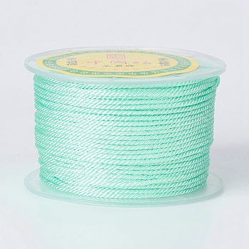 Round Polyester Cords, Milan Cords/Twisted Cords, Aquamarine, 1.5~2mm, 50yards/roll(150 feet/roll)