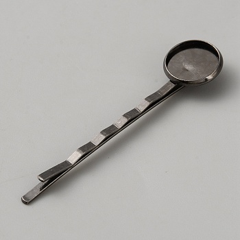 Iron Hair Bobby Pin Findings, Gunmetal, 59.5x14x5.5mm