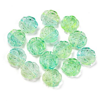 909Pcs Transparent Two Tone Acrylic Beads, Flower, Medium Sea Green, 13.5x14x5mm, Hole: 1.6mm, about 909pcs/500g