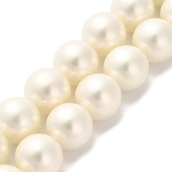 Shell Pearl Beads Strands, Grade A, Polished, Round, Cornsilk, 10.5mm, Hole: 0.8mm, about 40pcs/strand, 15.94''(40.5cm)