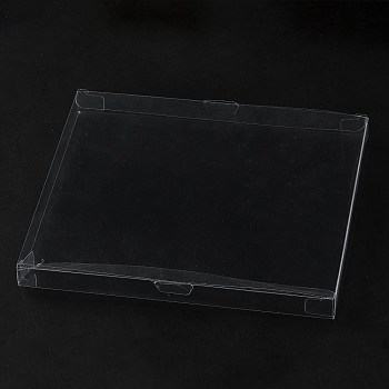 Folding PVC Storage Gift Box, Rectangle, Clear, Finished Product: 14.5x16.6x1.6cm, Unfold: 19.9x18.1x0.1cm