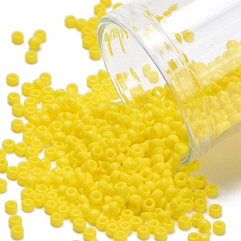 MIYUKI Round Rocailles Beads, Japanese Seed Beads, 11/0, (RR404) Opaque Yellow, 2x1.3mm, Hole: 0.8mm, about 1111pcs/10g
