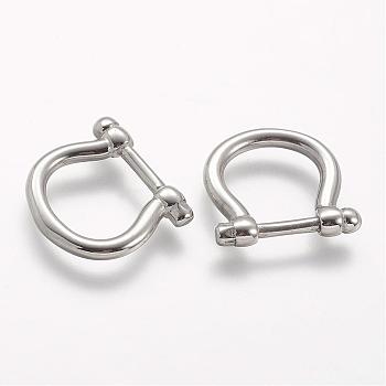 304 Stainless Steel Linking Rings, Shackle Clasp Shape, Stainless Steel Color, 17x18.5x3.5mm, Hole: 12x12mm