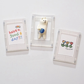 Mini ABS Plastic Magnetic Photo Frame, Fridge Picture Frame, Rectangle, Clear, 89x65x5.5mm