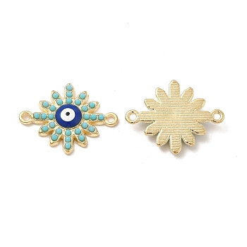 Alloy Connector Charms with Blue Enamel and Synthetic Turquoise, Sun Links, Nickel, Golden, 20x15.5x3mm, Hole: 1.2mm