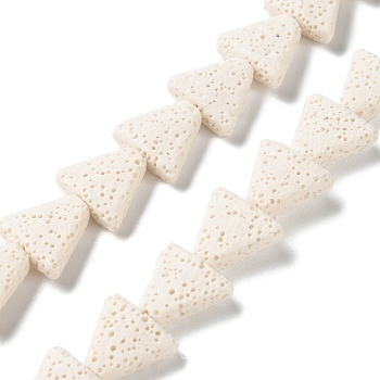 Triangle Dyed Natural Lava Rock Beads Strands, White, 13x14x5mm, Hole: 1.2mm, about 31pcs/strand, 15.35''(39cm)