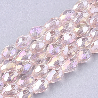 8mm Pink Drop Glass Beads