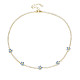 Cubic Zirconia Classic Tennis Necklace with Flower Links(NJEW-N048-01C)-1