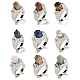 Hexagonal Prism Natural & Synthetic Gemstone & Glass Open Cuff Rings(RJEW-B106-01P)-1