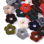 Flocky Acrylic Bead Frames, Flower, Mixed Color, 19x19.5x5mm, Hole: 1mm, Inner Diameter: 6mm(OACR-T005-05)