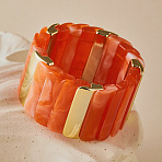 Boho Acrylic Tile Stretch Bracelets, Summer Multicolor Tile Bracelets for Vacation, Dark Orange, Inner Diameter: 2.80 inch(7.1cm)(WG79D38-02)