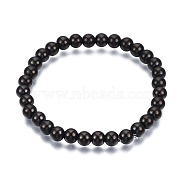 201 Stainless Steel Round Beaded Stretch Bracelet for Men Women, Electrophoresis Black, Inner Diameter: 2-1/4 inch(5.7cm), Beads: 7mm(BJEW-N017-163B-03)