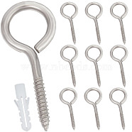 10 Sets 304 Stainless Steel Eye Bolts Screw in Hooks, Self Tapping Heavy Duty Hooks, with Plastic Nuts, Stainless Steel Color, 65x26.5x5mm, Hole: 18mm, Pin: 5mm(STAS-SC0005-21)