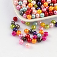 Imitation Pearl Acrylic Beads, Dyed, Round, Mixed Color, 8x7.5mm, Hole: 2mm, about 1900pcs/pound(PL610)
