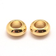 Brass Beads, Large Hole Beads, Cadmium Free & Nickel Free & Lead Free, Rondelle, Golden, 7x3.5mm, Hole: 4mm(KK-E711-022G-NR)