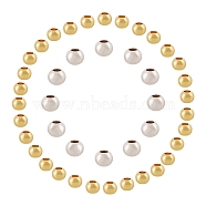 ARRICRAFT Brass Beads, Round, Platinum & Golden, 4mm, Hole: 1.5~2mm & 3x2.5mm, Hole: 1.5mm, 2 colors, 100pcs/color, 200pcs/box(KK-AR0001-25)