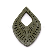 Splint Leaf Pendants, for DIY Jewelry Making, Dark Slate Gray, 35.5x24x4mm, Hole: 12.5x8mm(WOOD-WH0115-69B)