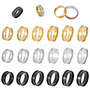 36Pcs 18 Style 304 Stainless Steel Grooved Finger Ring Settings, Ring Core Blank, for Inlay Ring Jewelry Making, Mixed Color, Inner Diameter: 16.9~22.2mm, 2Pcs/style(RJEW-UN0002-84)