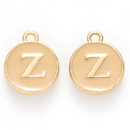 Golden Plated Alloy Enamel Charms, Cadmium Free & Lead Free, Enamelled Sequins, Flat Round with Letter, Wheat, Letter.Z, 14x12x2mm, Hole: 1.5mm(ENAM-S118-06Z)