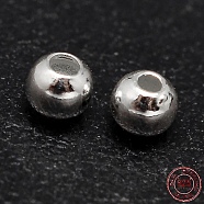 925 Sterling Silver Beads, Seamless Round Beads, Silver, 3.5mm, Hole: 1.2mm(X-STER-F012-01D)