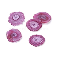 Natural Solar Quartz Beads, Dyed, Druzy Quartz Slices, for Wire Wrapped Pendant Making, No Hole/Undrilled, Nuggets, Medium Violet Red, 38.5~46.5x38~45x4~6.9mm(G-I267-A08)